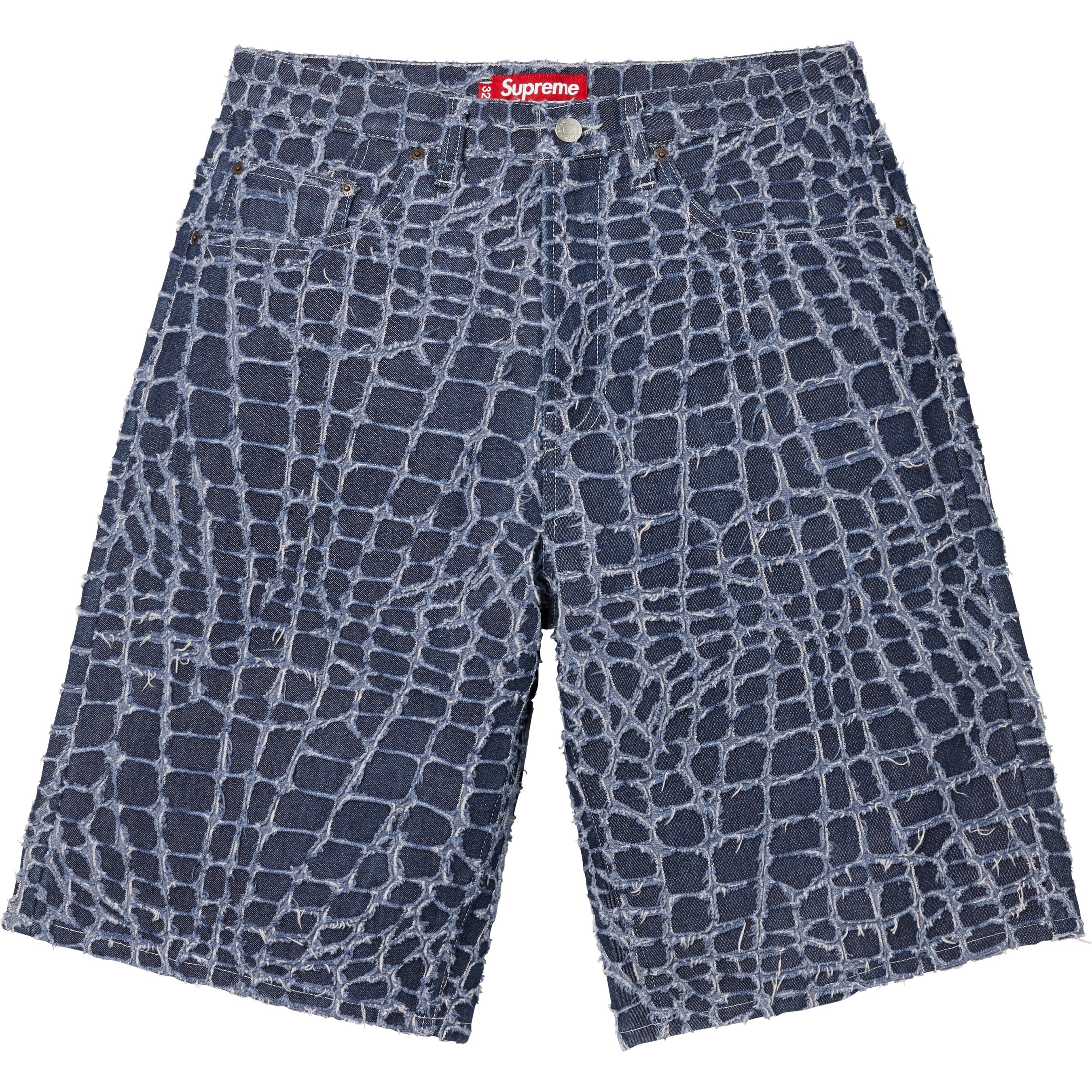 Frayed Croc Baggy Denim Short view 5
